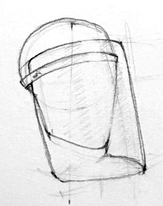 vizeta viziera protectie fata vedere perspectiva - schita de productie