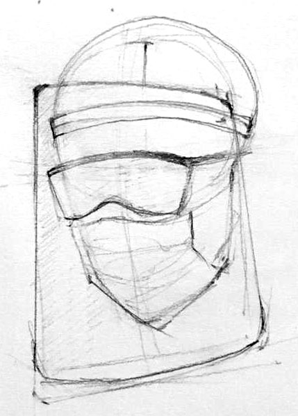 viziera vizeta protectie cu masca si ochelari, schita de productie cu dezinfectare integrala